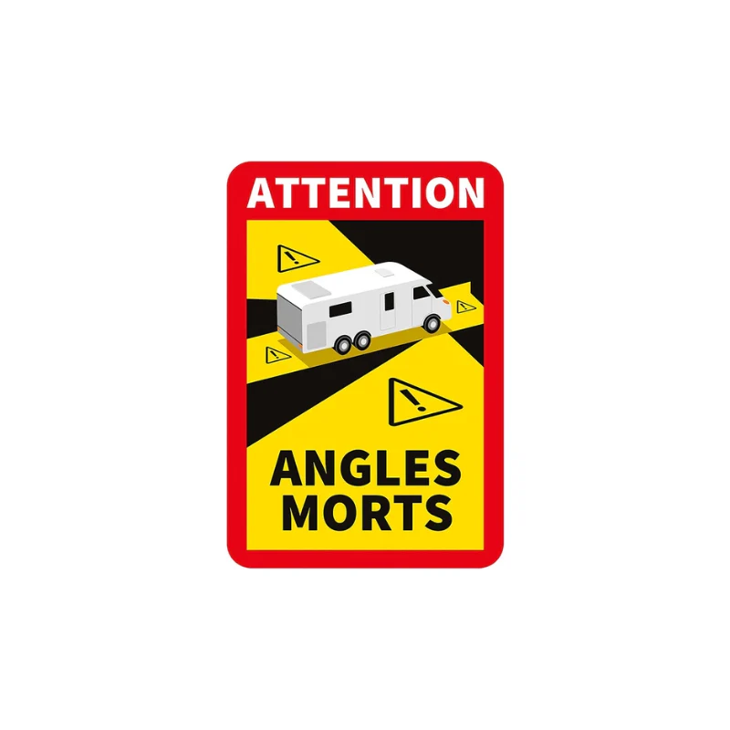 Dode Hoek Sticker Camper – Attention Angles Morts Frankrijk (Zelfklevend & Verplicht)