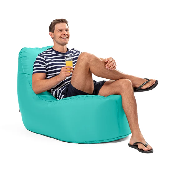 Mr. E-zy Chair – Sea Green – Zelf opblaasbaar – Zitzak – Inclusief krachtige Powerbank & Draagzak