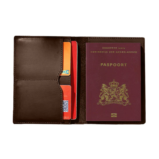 ATTREZZO® 100% Lederen Paspoort hoesje – Bruin – Paspoorthouder – Reisdocumenthouder – Travel wallet