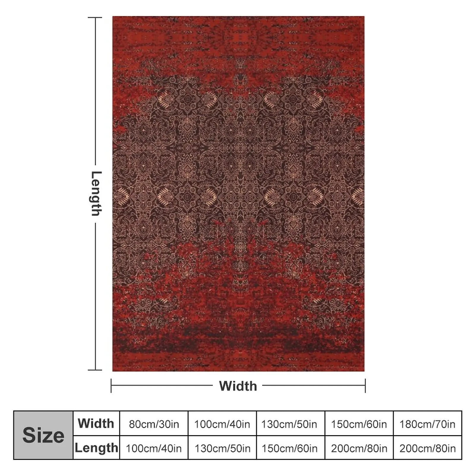 Rood Vintage Oosters Tapijt - Afbeelding 2