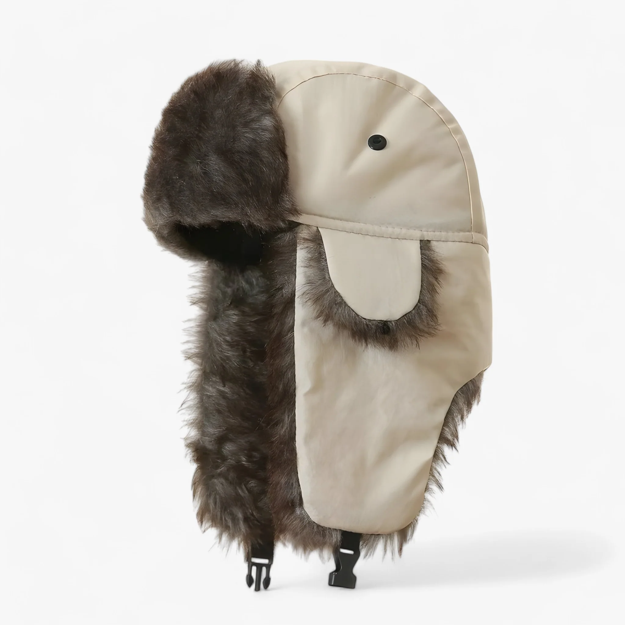 Hoed Beige – Warme Russische Winterhoed – Beschermt Tegen Kou & Wind