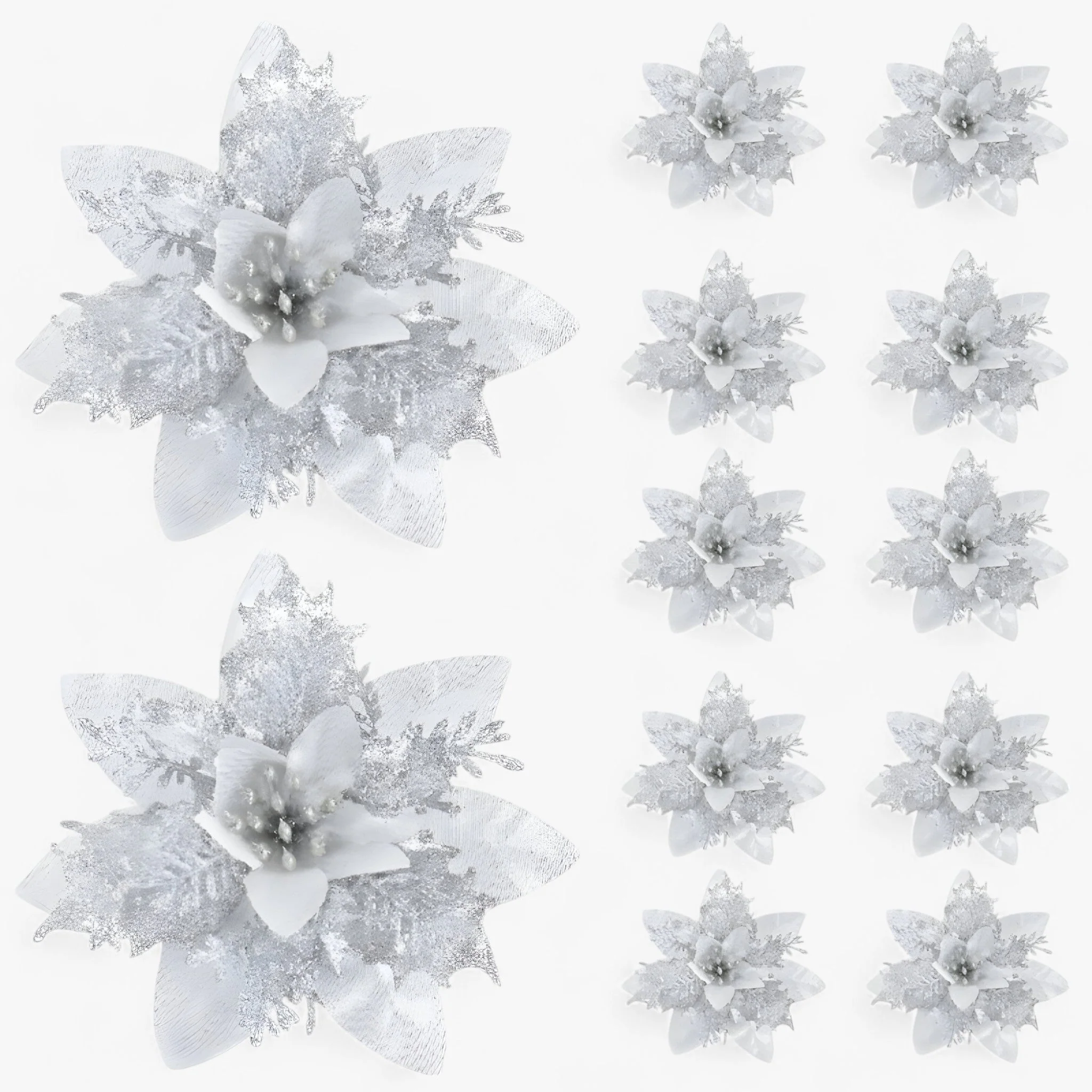 5/10 Stuks Glitterende Kerstbloemen – Sprankelende Boomversieringen – Rood