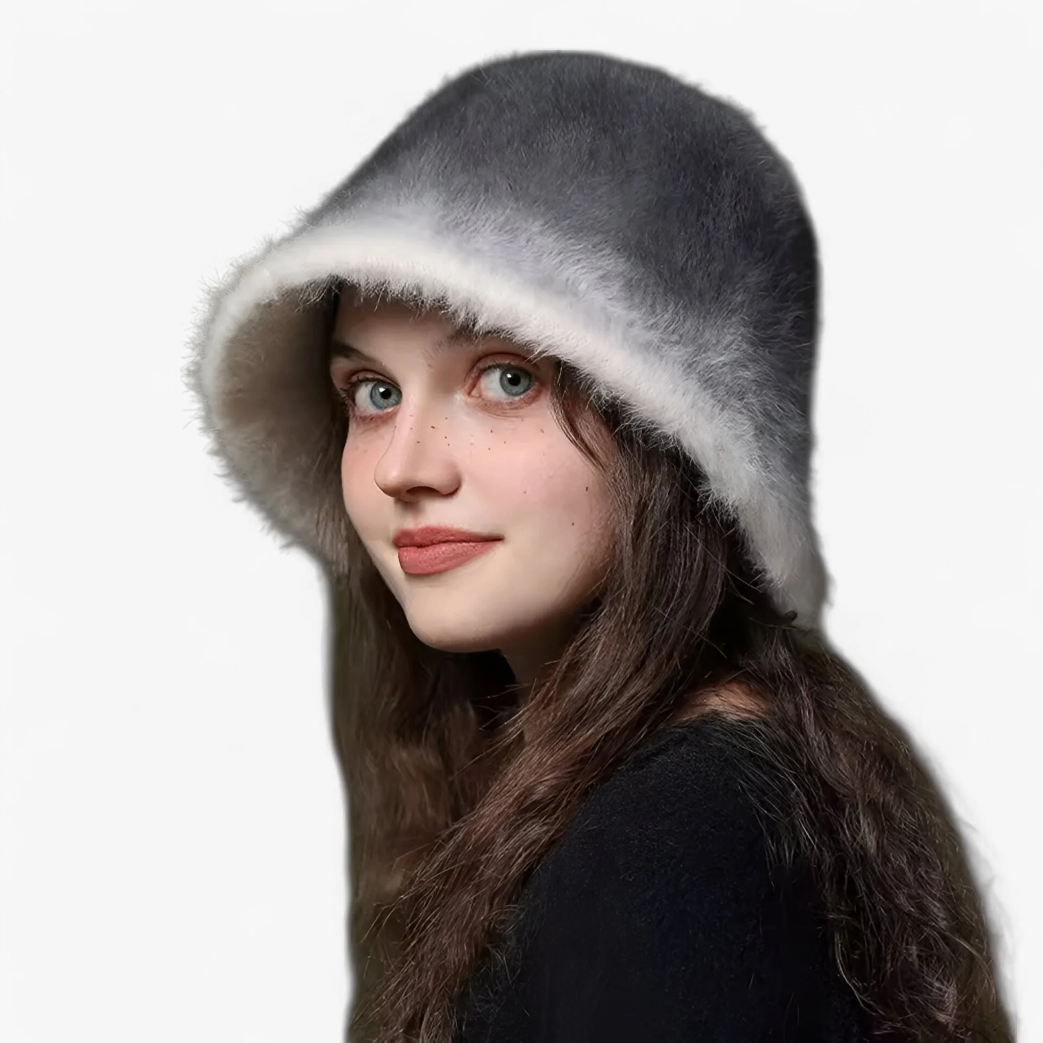 Hoed Blauw – Warme Konijnenbont Vissershoed – Elegante Stijl en Comfort