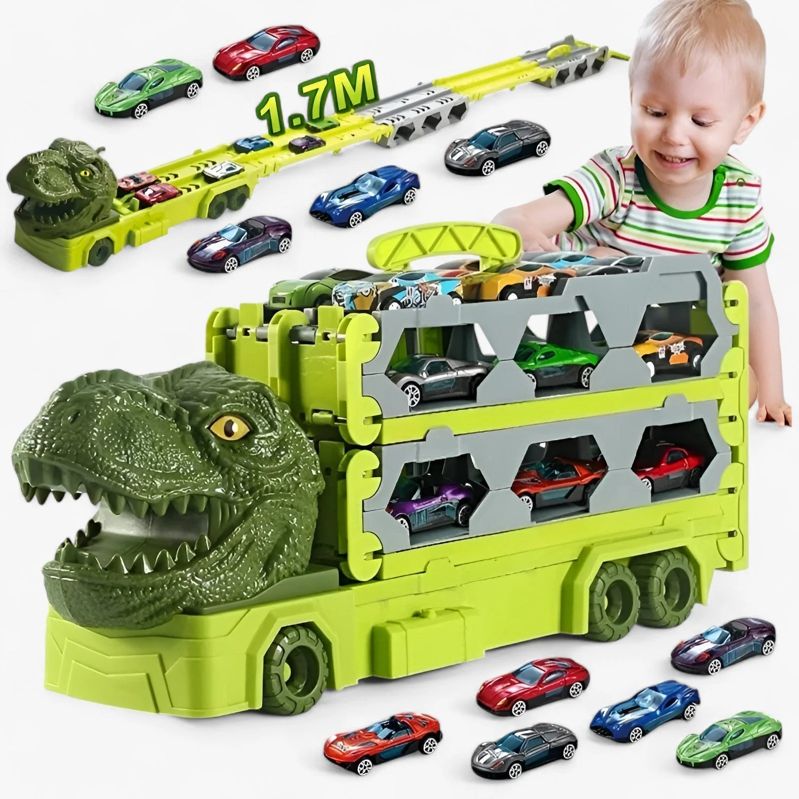 Dinosaurus Race Truck – Eindeloos Plezier – Militair Groen