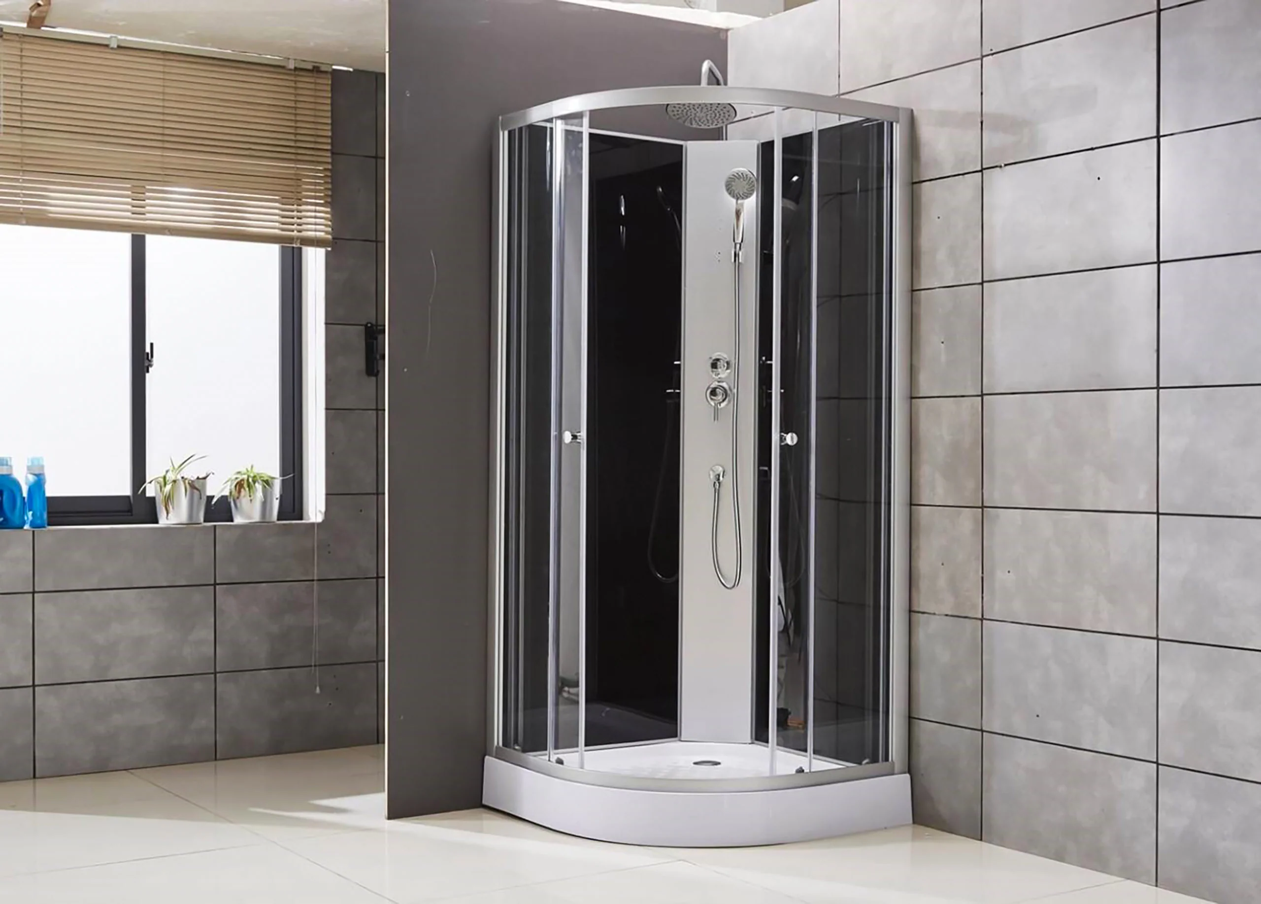 Aloni complete douchecabine 80×80 kwartrond met douchebak