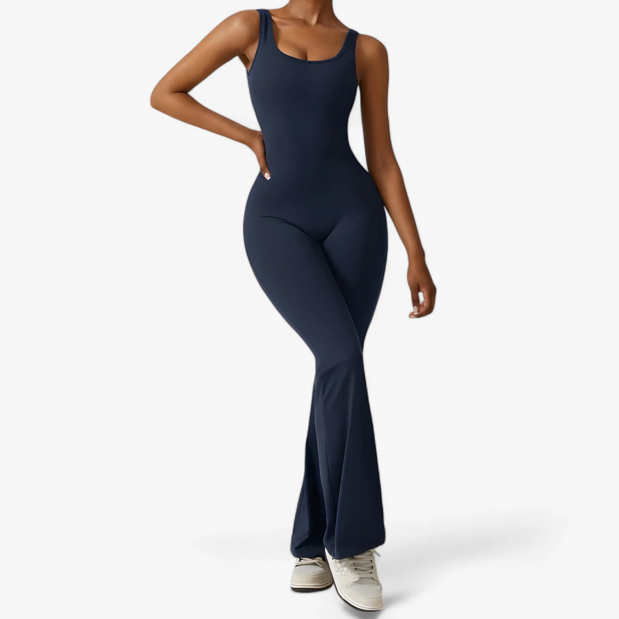 Yoga Jumpsuit – Stretch voor Maximale Flexibiliteit – Embleem Blauw