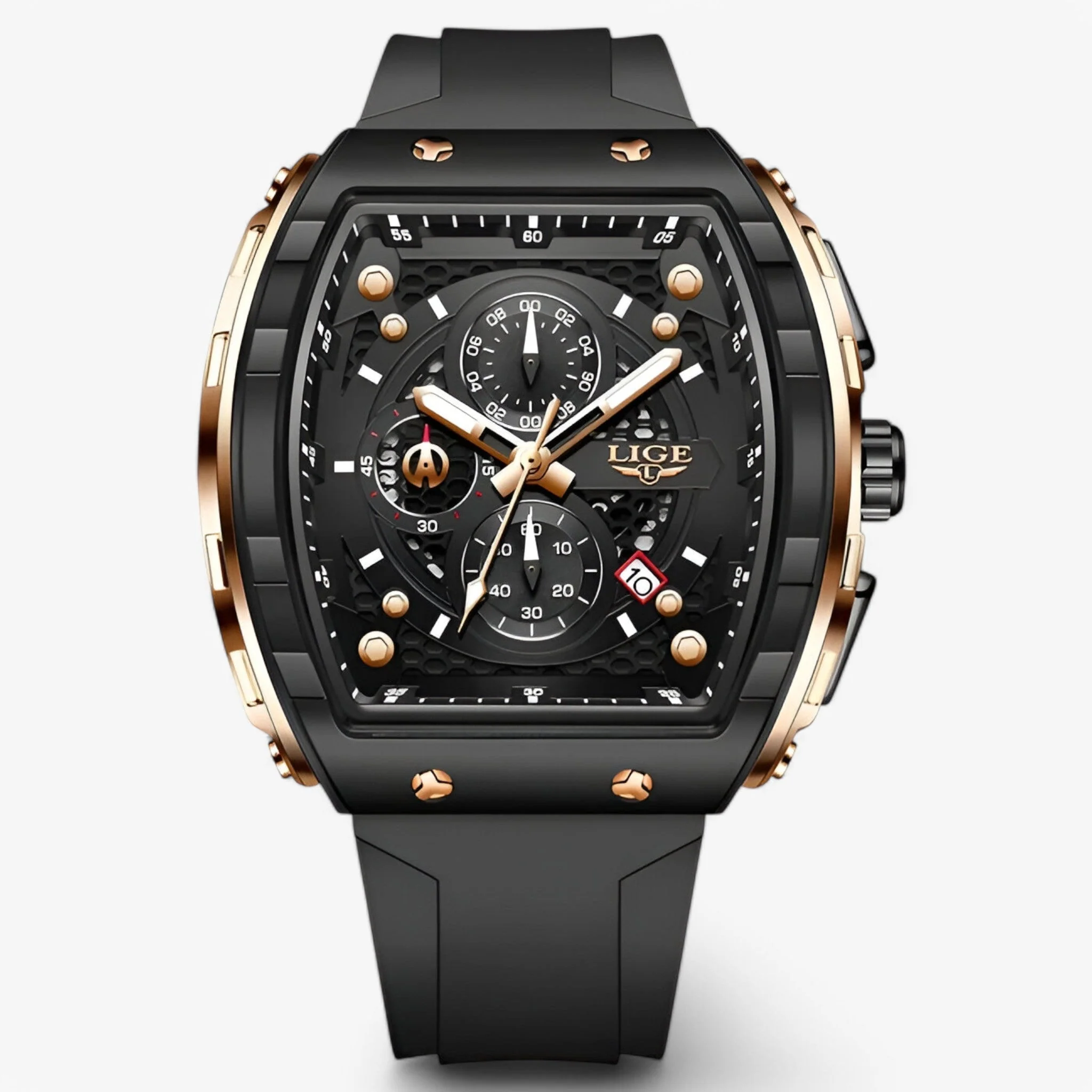 Siliconen Sporthorloge Heren – Luxe Zwart Smartwatch met Hartslagmeter