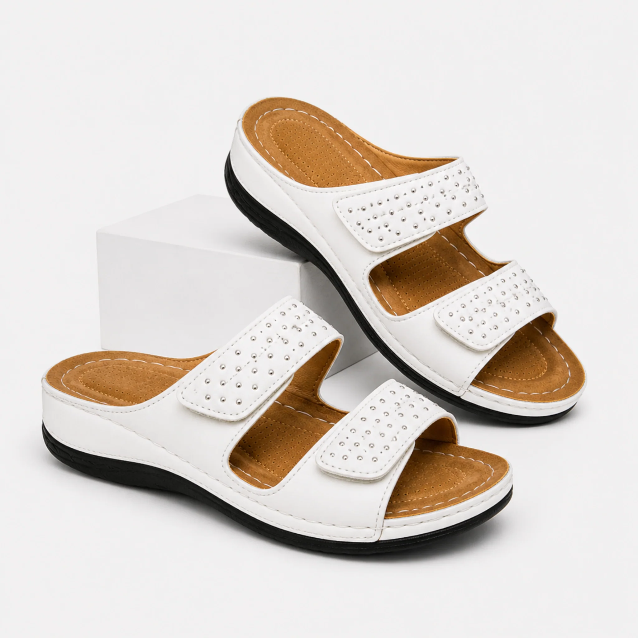 Sandalen met sleehak – Comfort en stijl gecombineerd Leer Dames