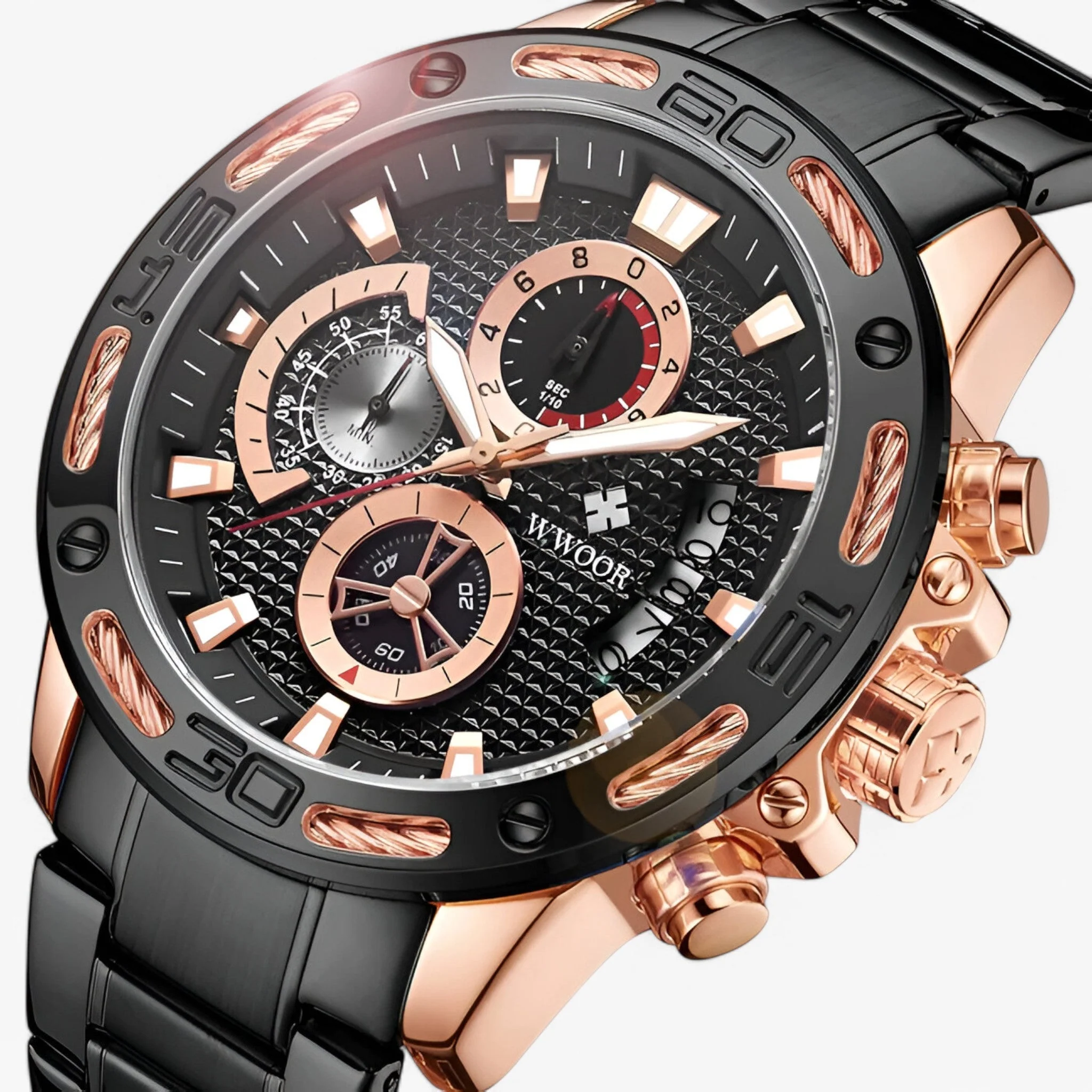 Horloge Blauwe Roos – Luxe Chronograafhorloge van Roestvrij Staal