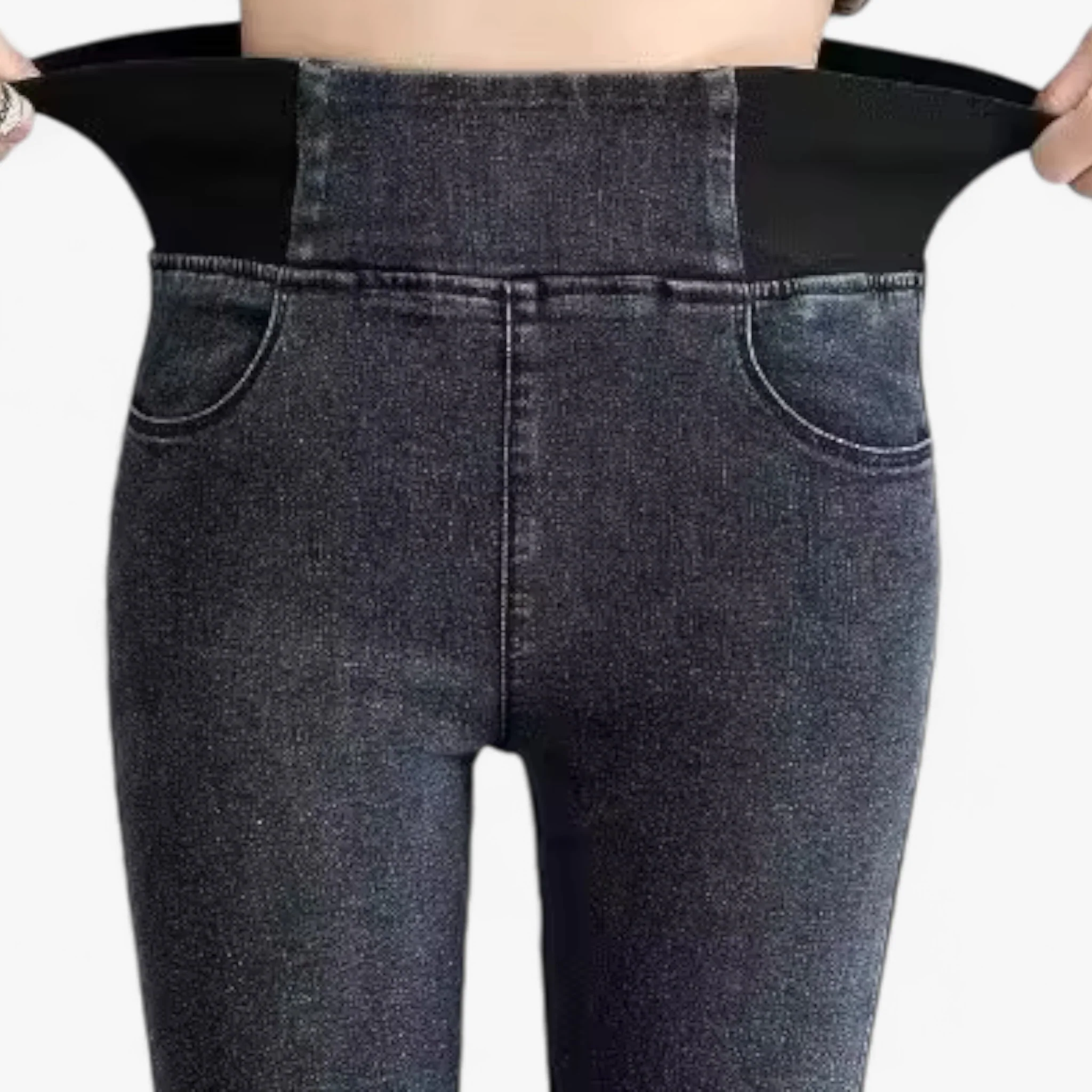 Jeans Zwart Grijs – Vintage Gewassen – Hoge Taille & Stretch Comfort