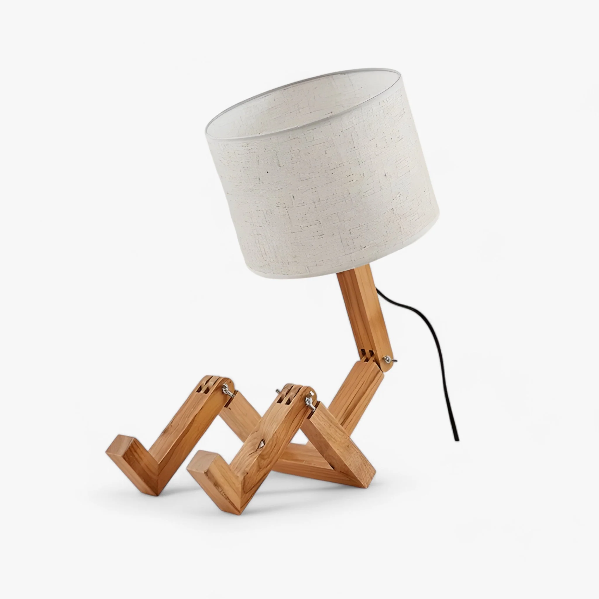 Houten Robotlamp – Creatieve Bureaulamp – Moderne Scandinavische Stijl voor Lezen en Decoratie