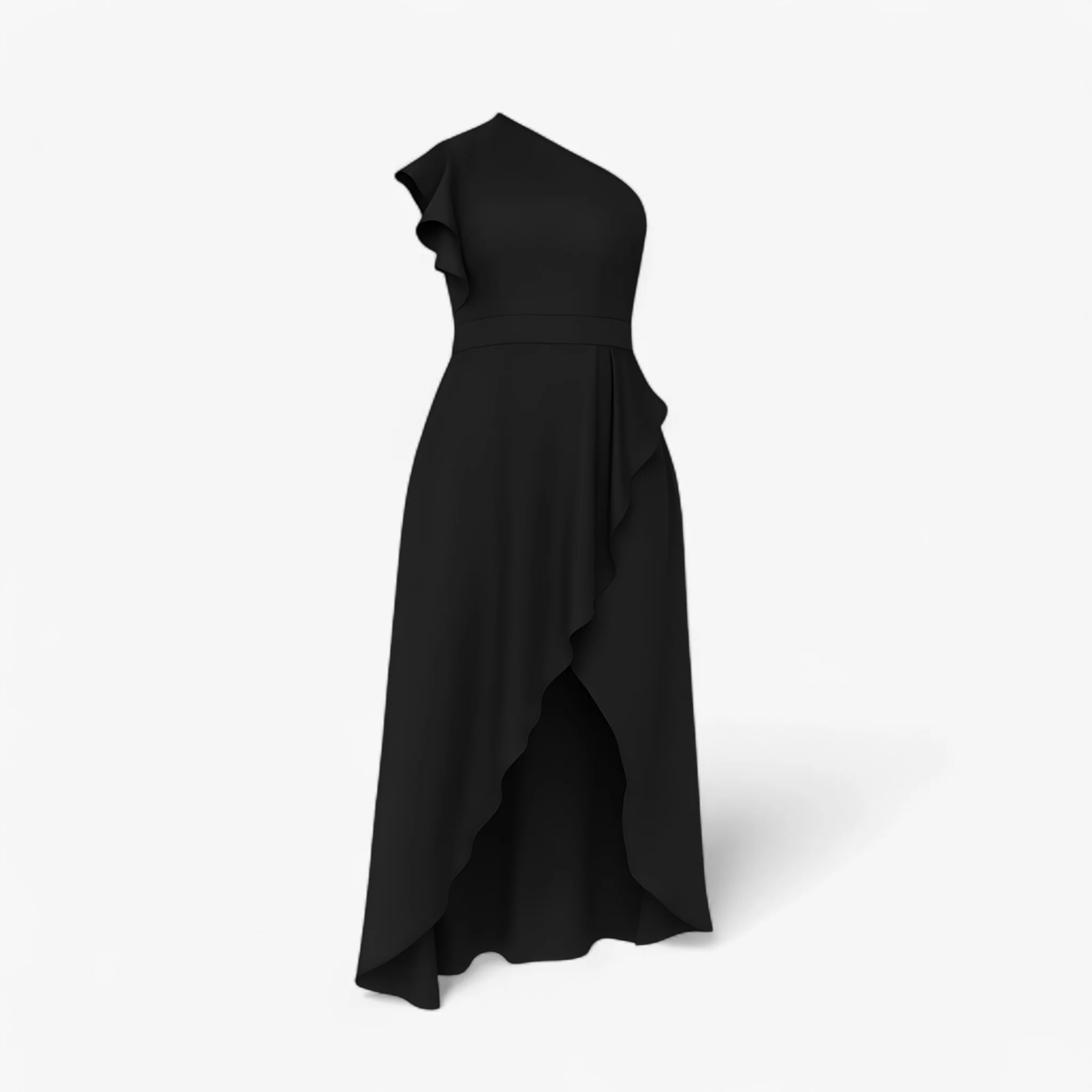 Jurk Dames Zwart – Stijlvolle Lange met Rouches