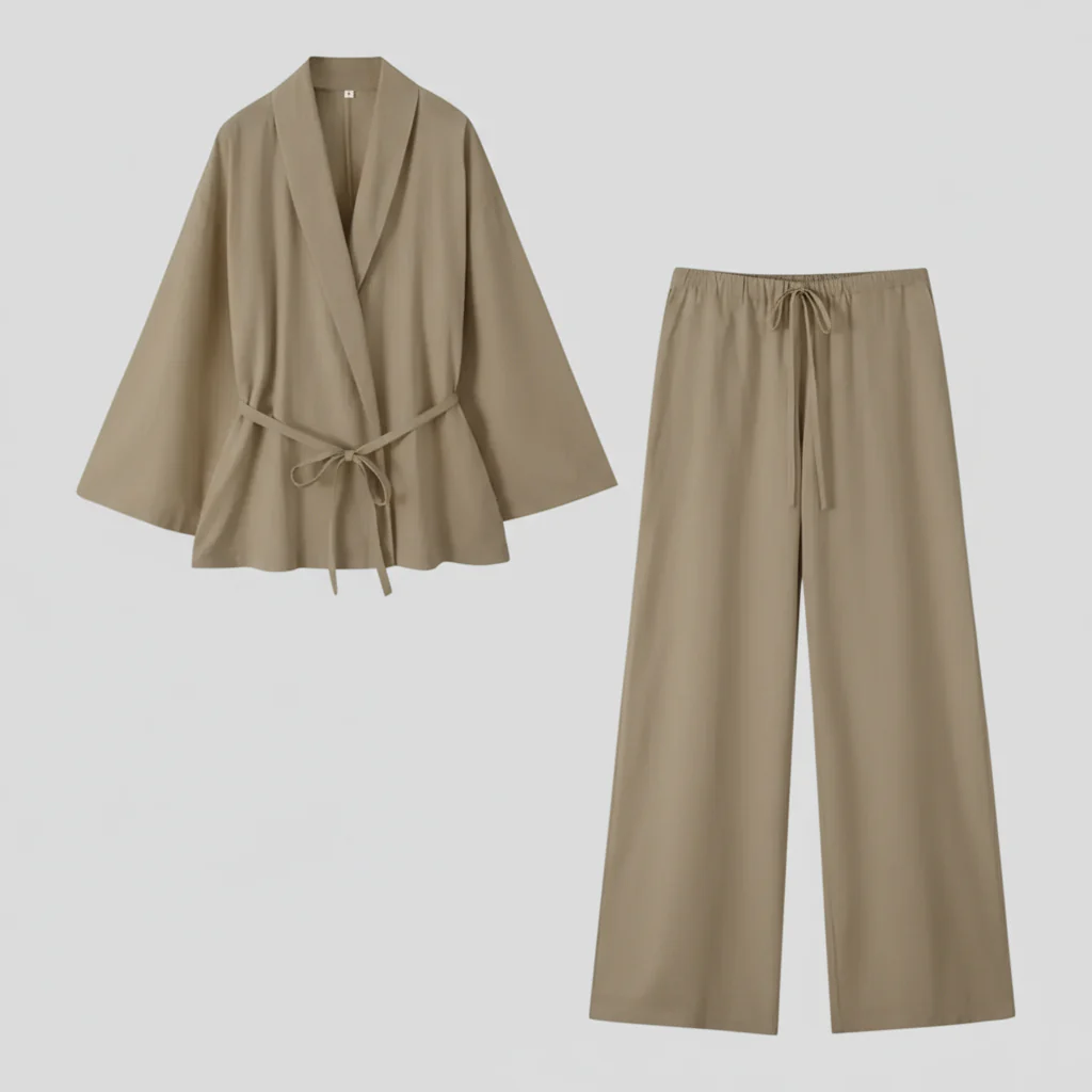 Kimono Elegante in Lino da Donna con Cintura – Perfetto per Estate e Primavera