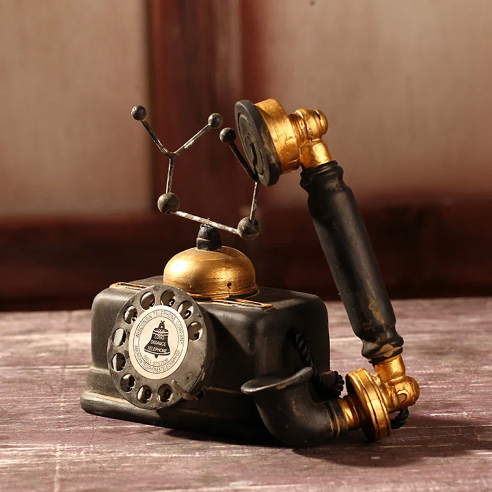 Antieke Telefoon Decoratie Zwart - Retro Vintage Woonkamer - Kunststof - Afbeelding 2
