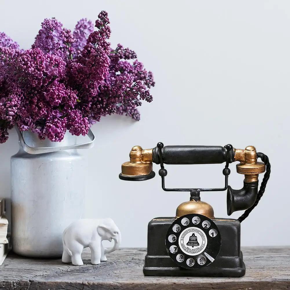 Antieke Telefoon Decoratie Zwart - Retro Vintage Woonkamer - Kunststof - Afbeelding 3