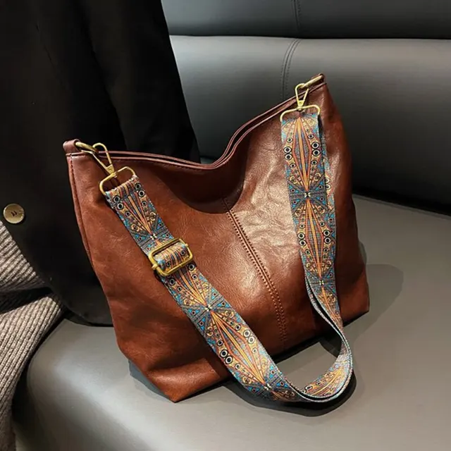 Schoudertas Dames Zwart - Effen Vintage Stijl - Synthetisch Leer - Afbeelding 3