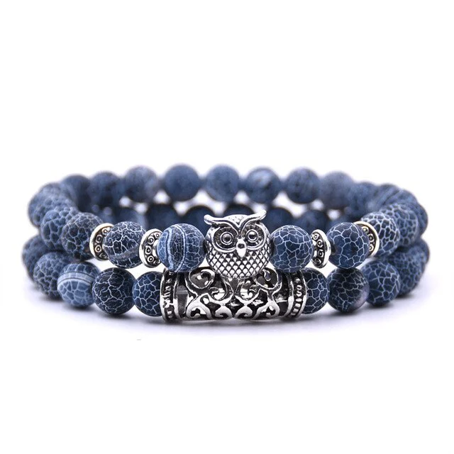 Armband Dames Blauw – Uil Steen 8mm