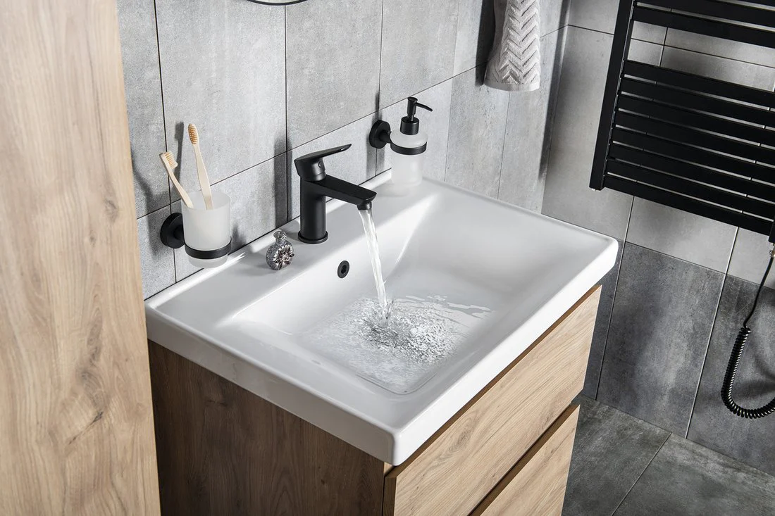 Kolomkast Altair 40x31x184 Mat Zwart Rechts met Wasmand - Afbeelding 3