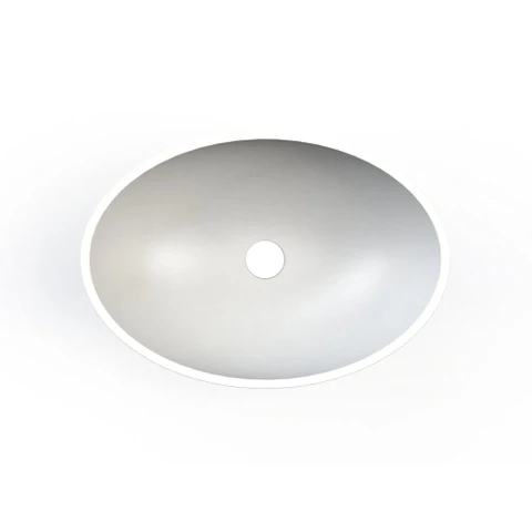 Arcqua Prince ovale waskom 49x34cm mat wit cast marble