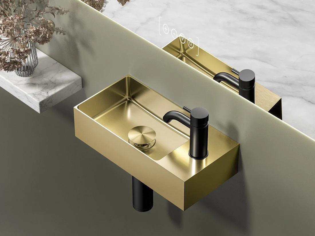 Toiletfontein Aurum RVS Mat Goud inclusief afvoerplug Toiletfontein Aurum RVS Mat Goud inclusief afvoerplug