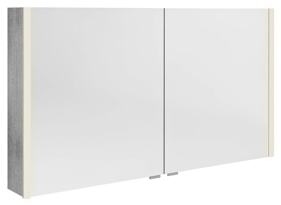 Sapho Alix LED Spiegelkast 2 Deuren 126x70x17,5 cm MDF Gelamineerd Zilver Eiken Sapho Alix LED Spiegelkast 2 Deuren 126x70x17,5 cm MDF Gelamineerd Zilver Eiken