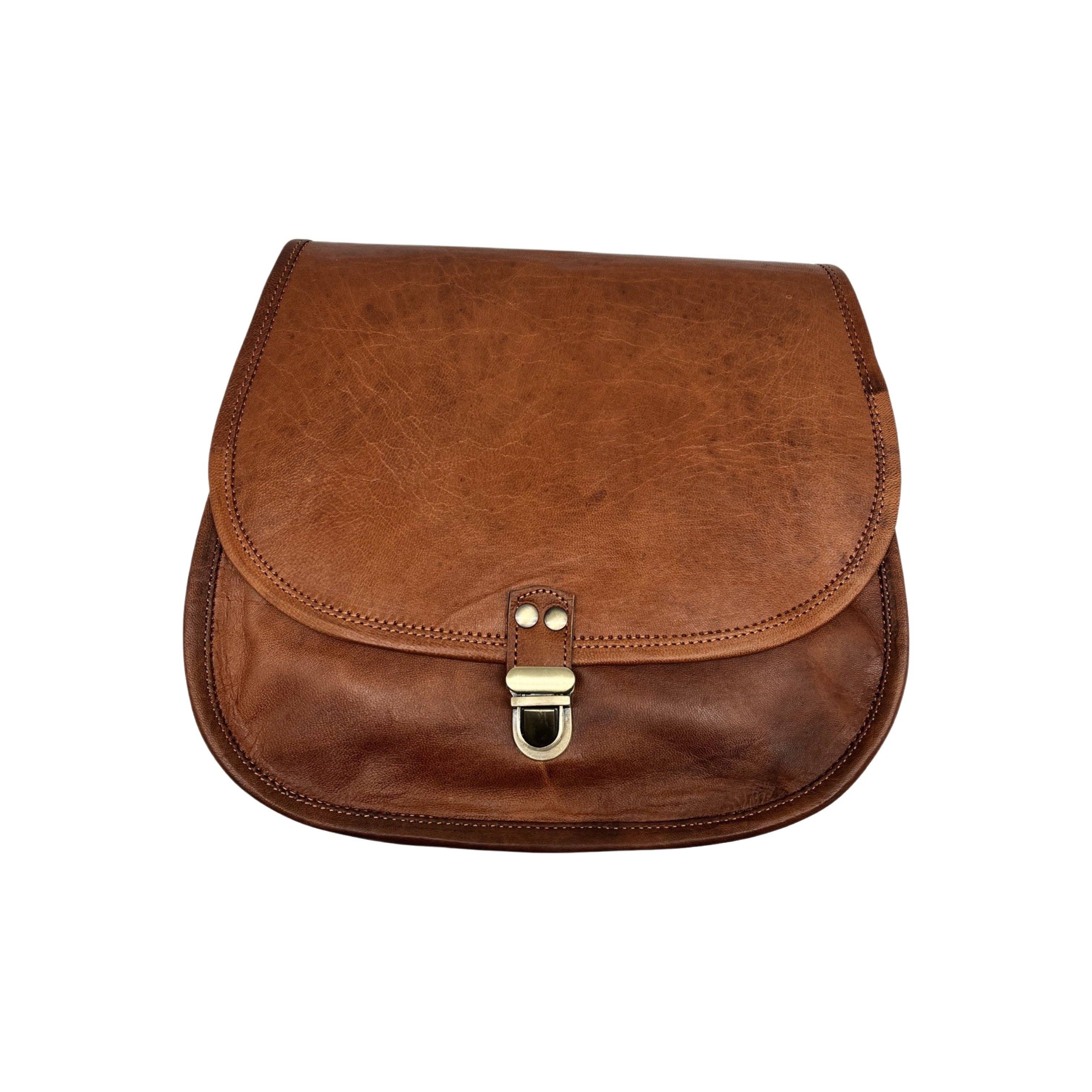 JAYA TAS MET KLEP VAN ECHT LEER VAN 28 CM