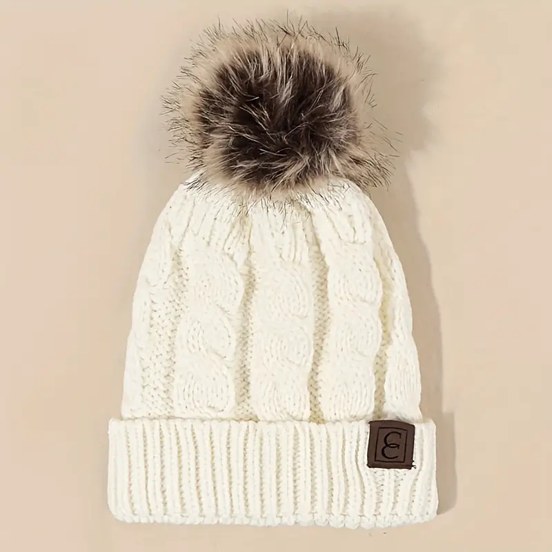 Casual Pompom Muts Wit – Stijlvol Warm Winter – Acryl