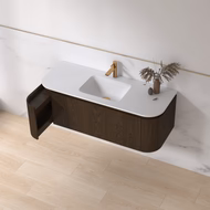 Badmeubel ribbelfront Eleganza 120×45,5 Dark Walnut Solid wastafel