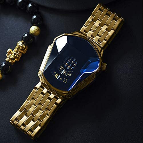 Heren Horloge Blauw Goud – Luxe Diamant Stijl Polshorloge