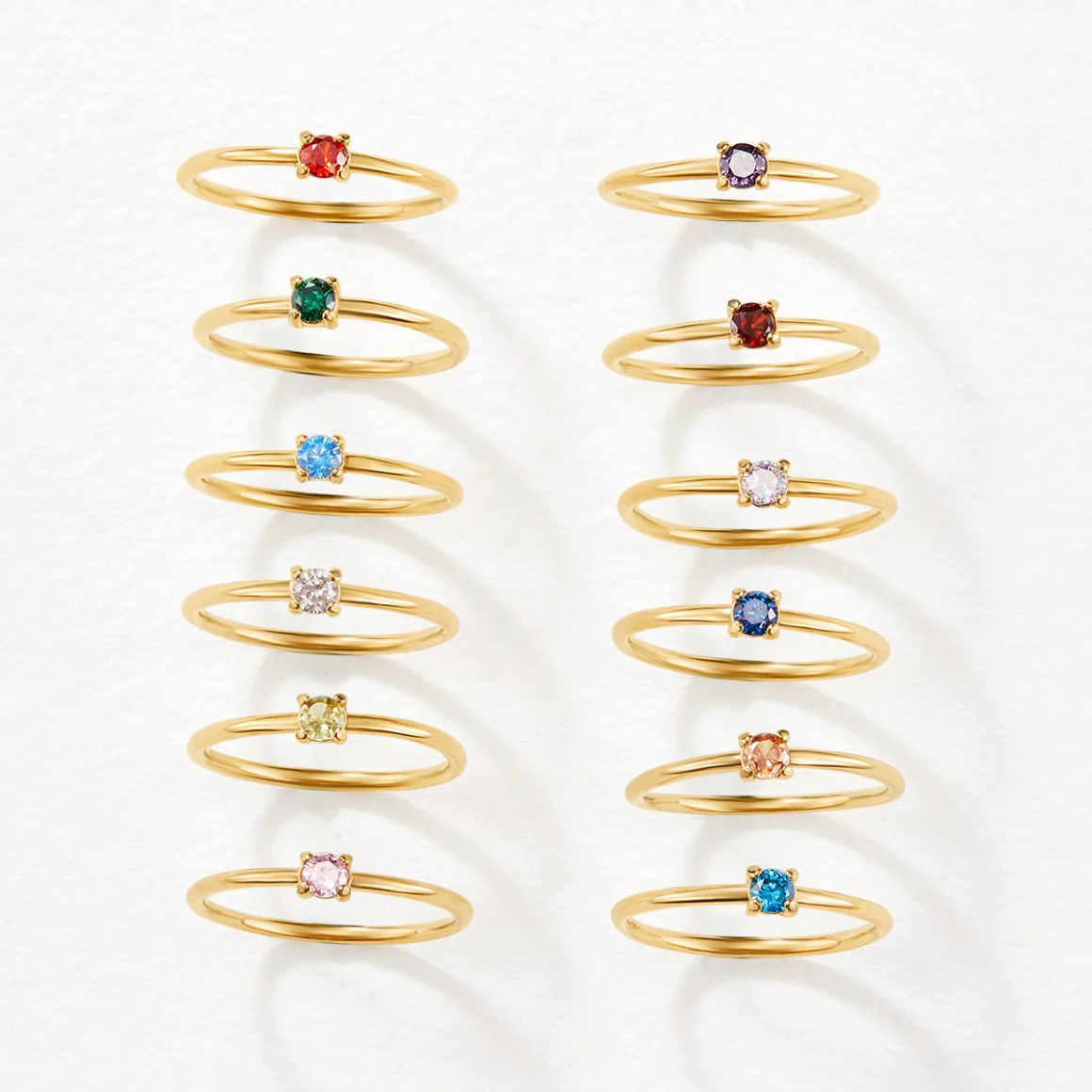 Ring Goud met Birthstone – 18K Verguld Roestvrij Staal Dames
