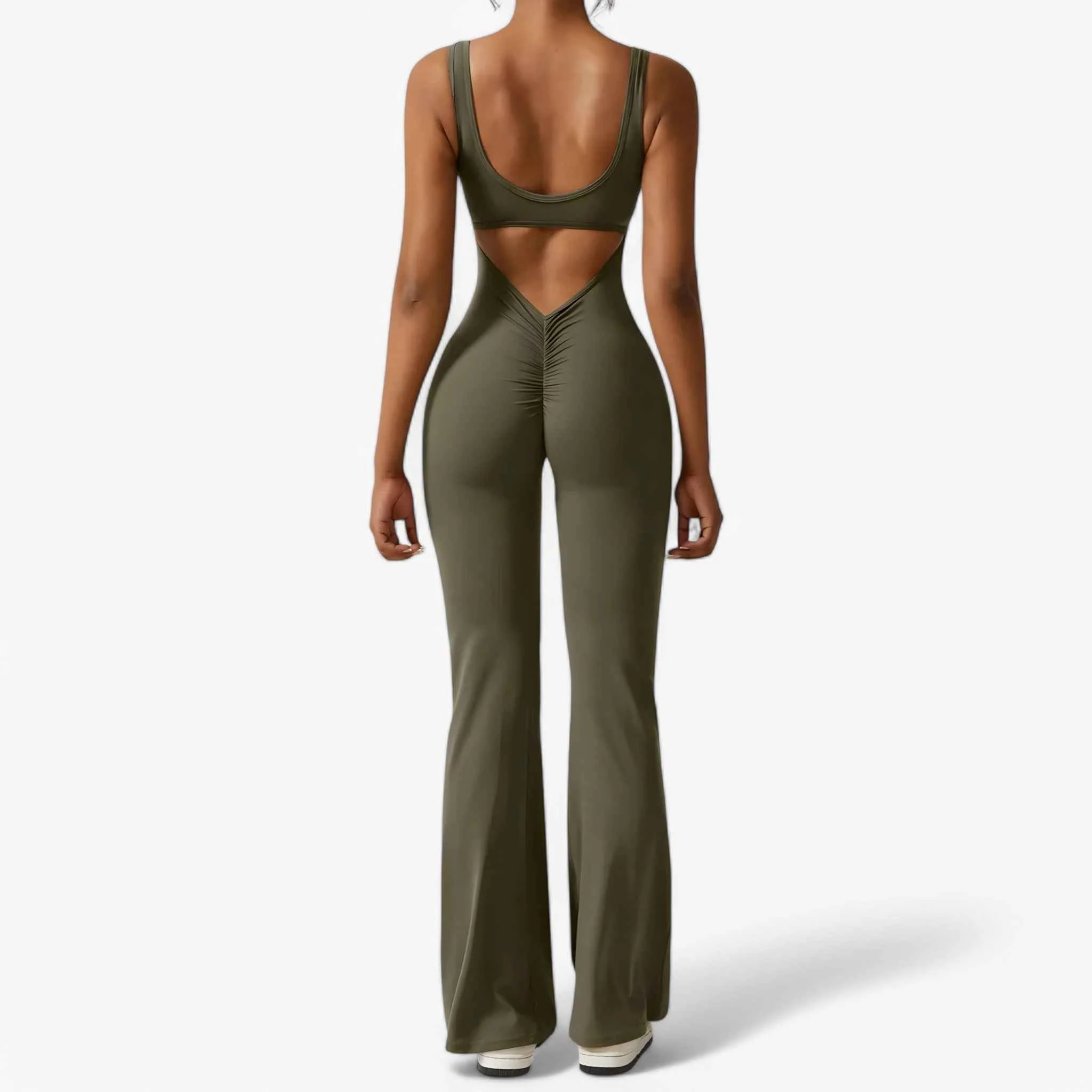 Elegante zwarte jumpsuit met diepe V-hals voor dames