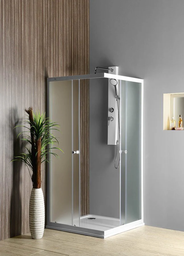 ALAIN Vierkante Douchecabine mat glas BRICK wit profiel