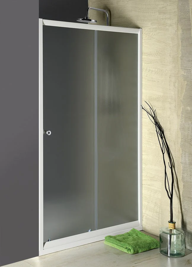 Schuif douche nisdeur Amadeo 110x185cm 5mm matglas wit profiel Schuif douche nisdeur Amadeo 110x185cm 5mm matglas wit profiel