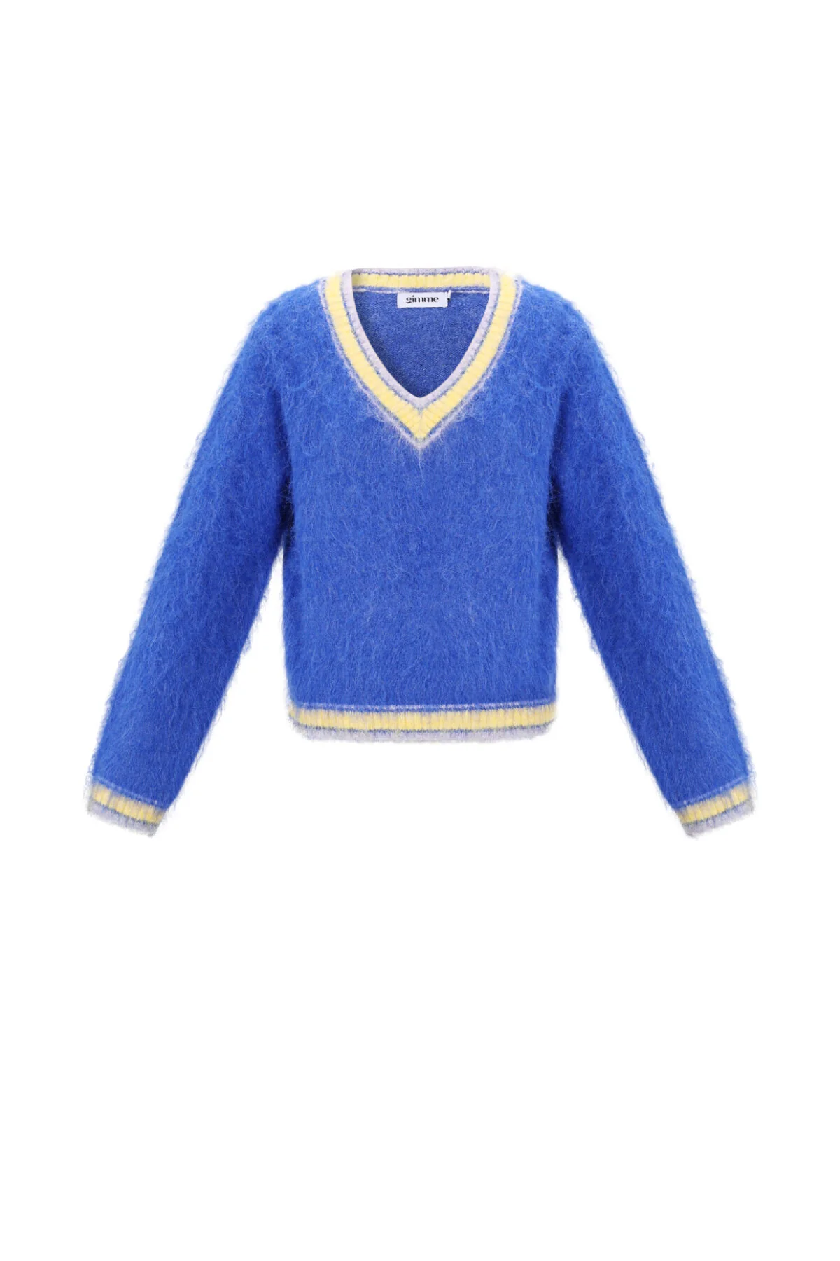 Gebreide Polyestervezel Vrouwen V-hals Trui Casual Kleurcontrast Gebreide Polyestervezel Vrouwen V-hals Trui Casual Kleurcontrast