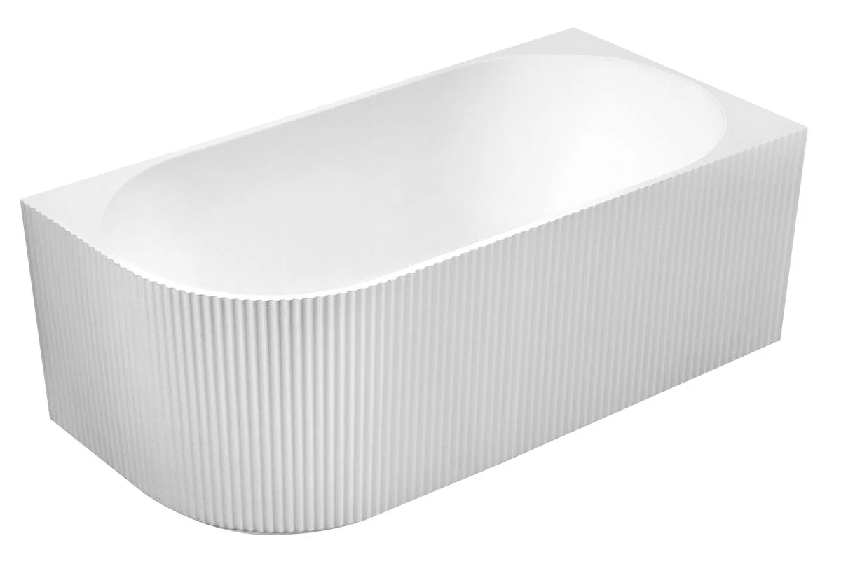 Aqualine Tibera Half Vrijstaand Bad Met Strip Front Rechts 150×75 cm Acryl Wit