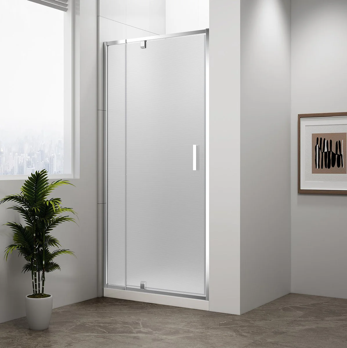 Polysan Easy Line Draaibare Douchedeur Met Vaste Wand 100 cm Mat Glas Chroom