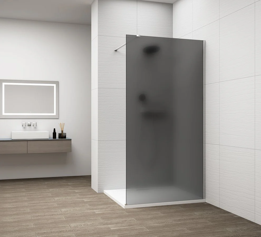 Inloopdouche Douchewand Esca 210×100 Cm Gerookt Glas Mat Met Chroom Profiel