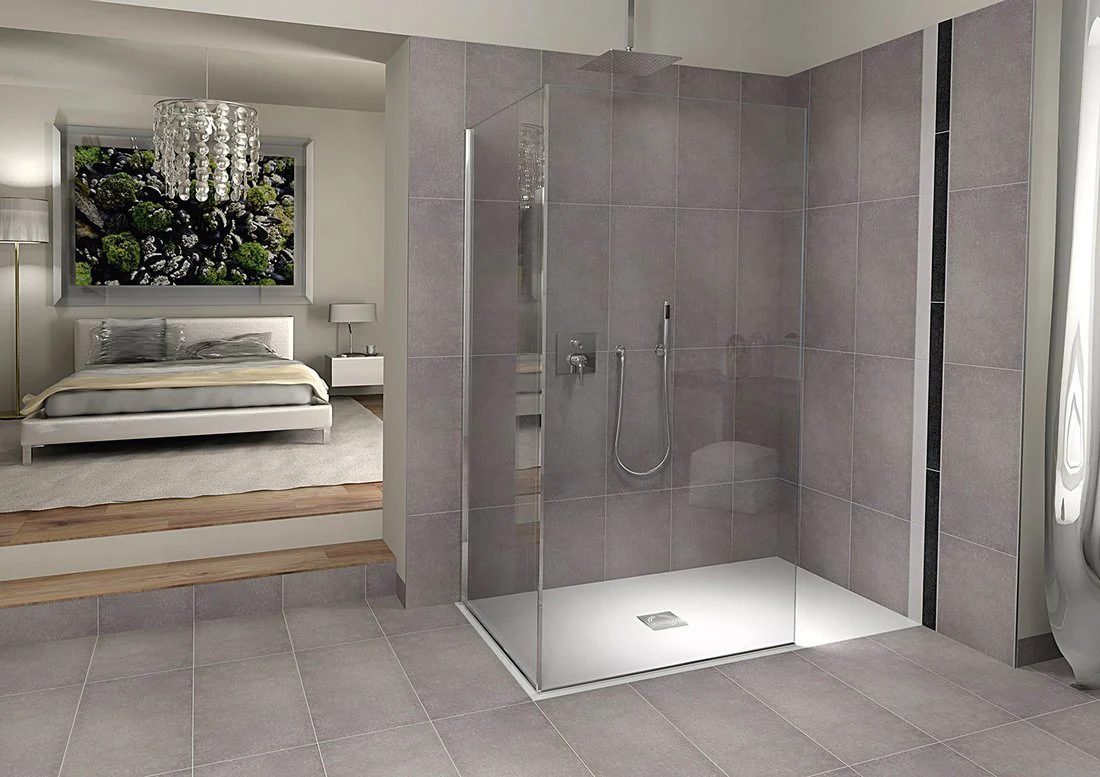 Flexia zaagbare douchebak Cast Marble 110×80 cm Rechthoek Wit