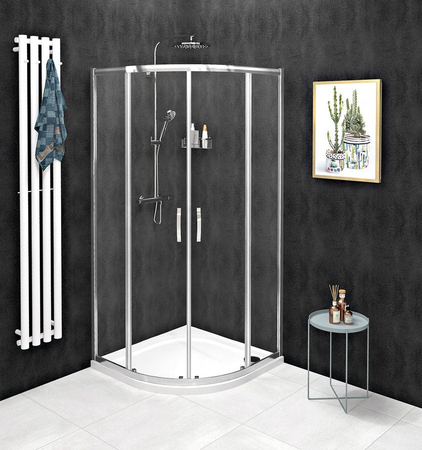 Douchecabine 100×100 Sigma Simply Quadrant R550 helder veiligheidsglas 6mm chroom