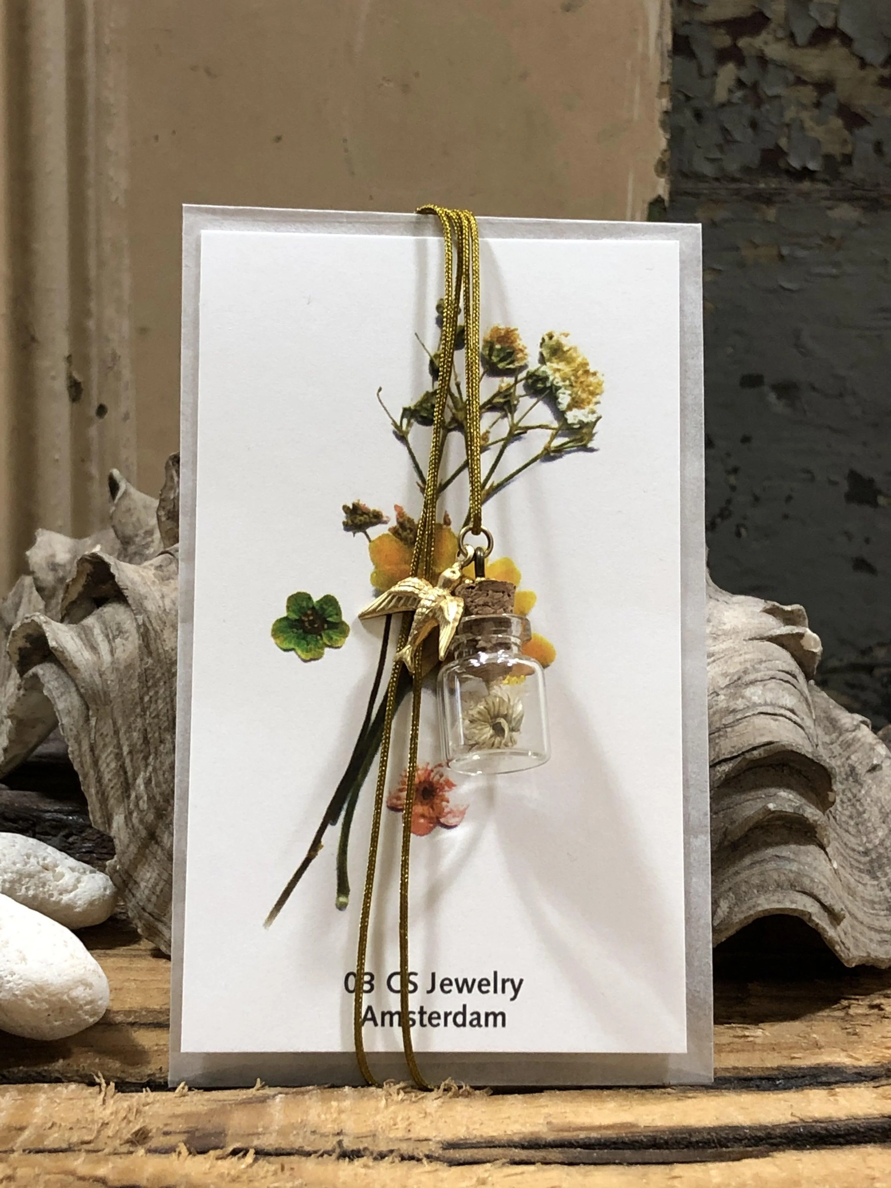 Halsketting Botanical Bottle Bird
