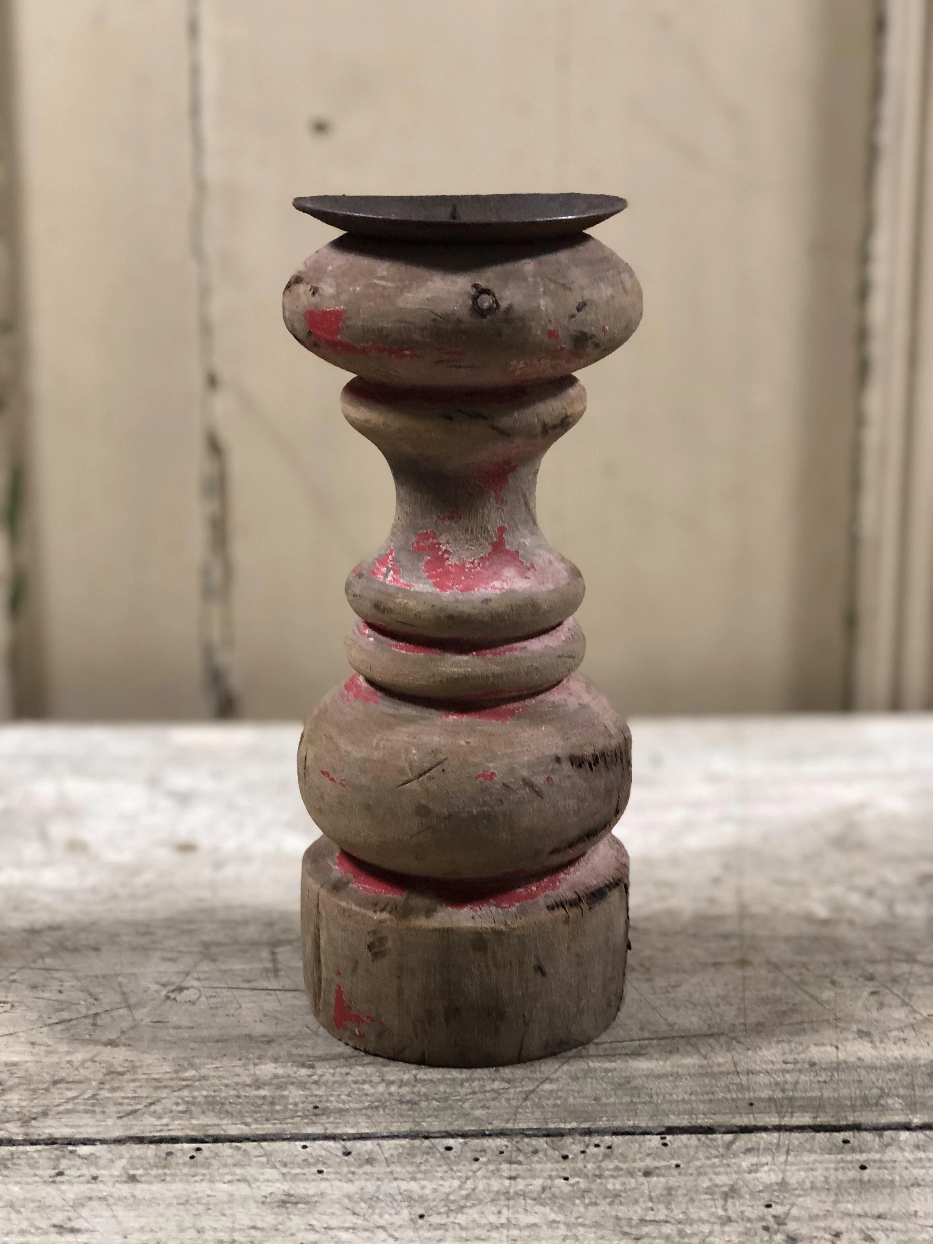 Kandelaar bol vintage hout