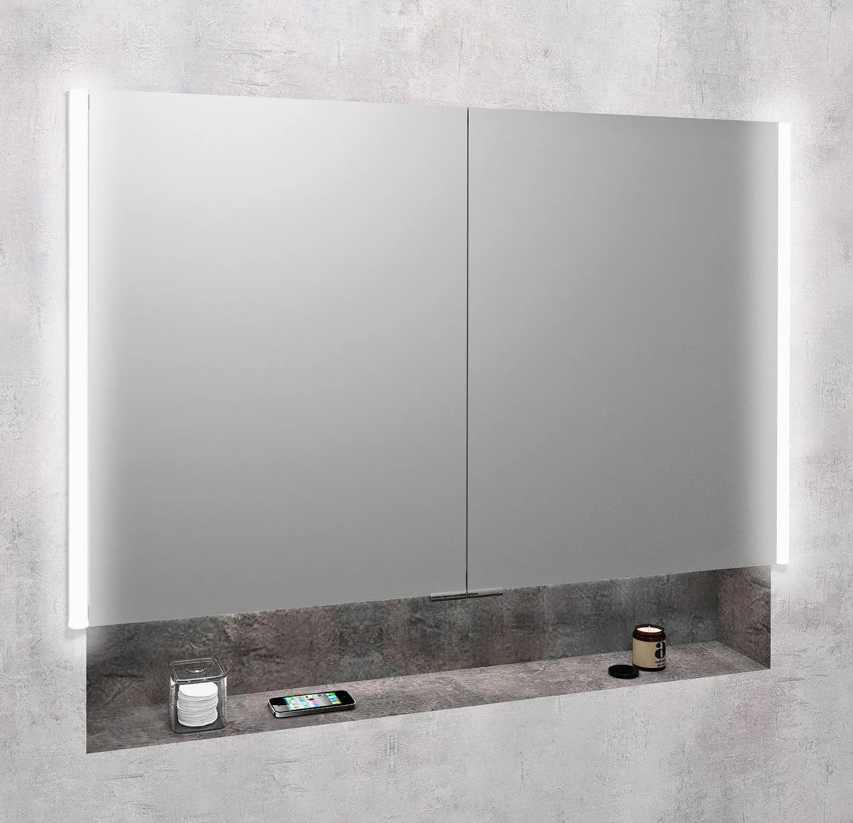 Integra Inbouwspiegelkast Met LED 105×70 cm Gelamineerd Titanium Aluminium Integra Inbouwspiegelkast Met LED 105×70 cm Gelamineerd Titanium Aluminium