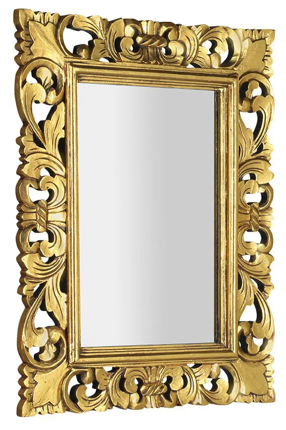 Scule & Samblung Rechthoekige Spiegel In Massief Houten Frame 60 X 80 Cm Goud Scule & Samblung Rechthoekige Spiegel In Massief Houten Frame 60 X 80 Cm Goud