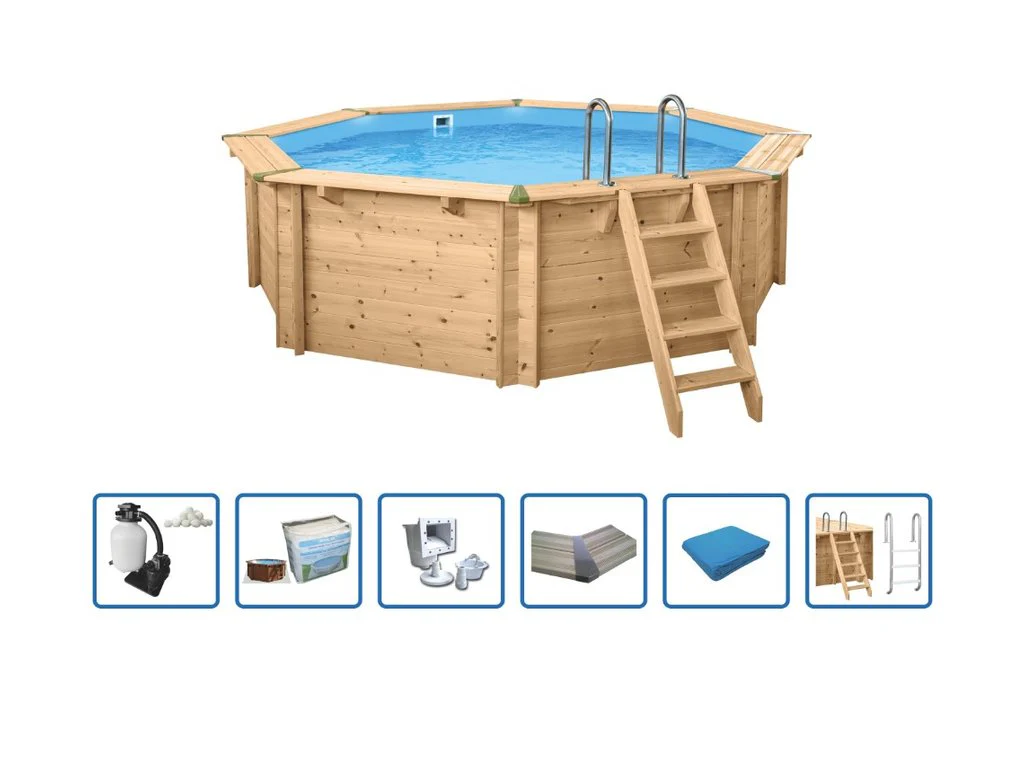 Interline Bali Rond 440 x 136 cm Houten Zwembad