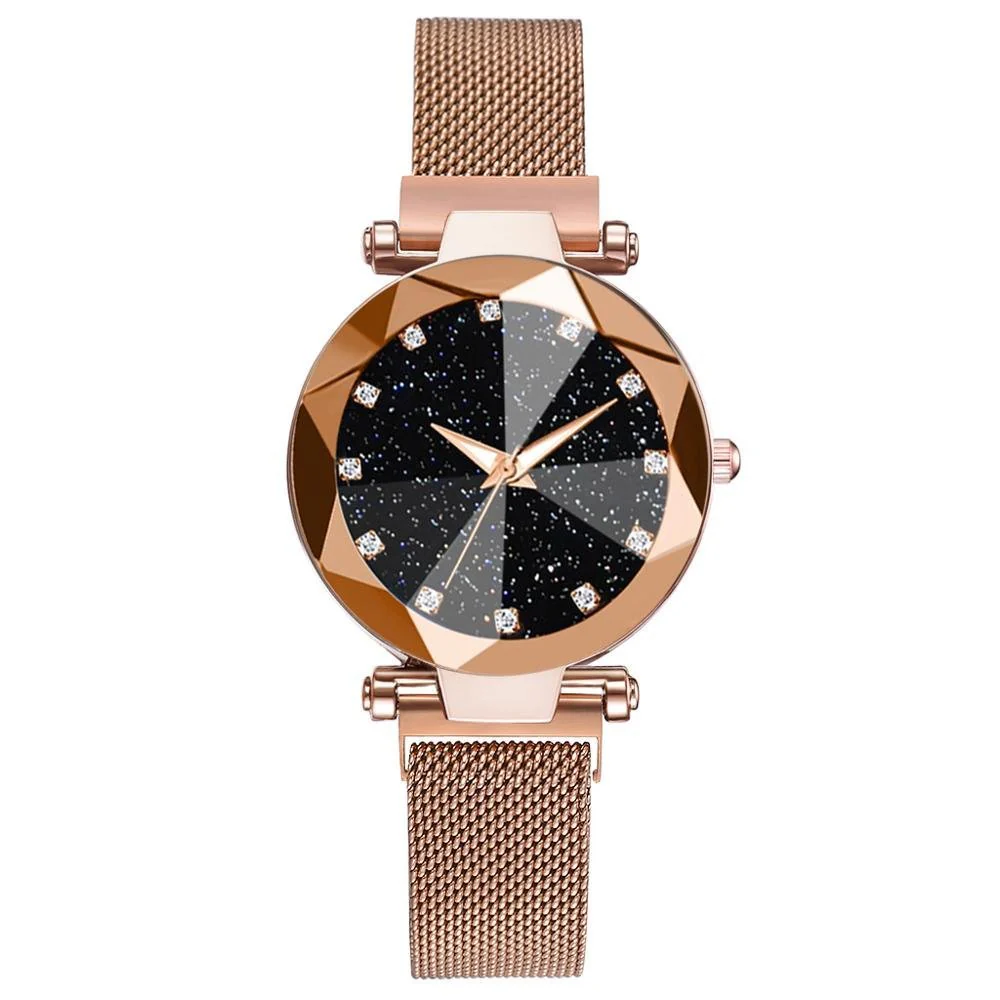 Dameshorloge Goud – Kristal Sterren Galaxy Look Magnetisch – RVS