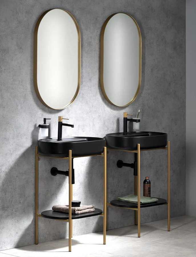 Puno Badkamer Meubelset 60×40 cm Goud Mat/zwart Puno Badkamer Meubelset 60×40 cm Goud Mat/zwart