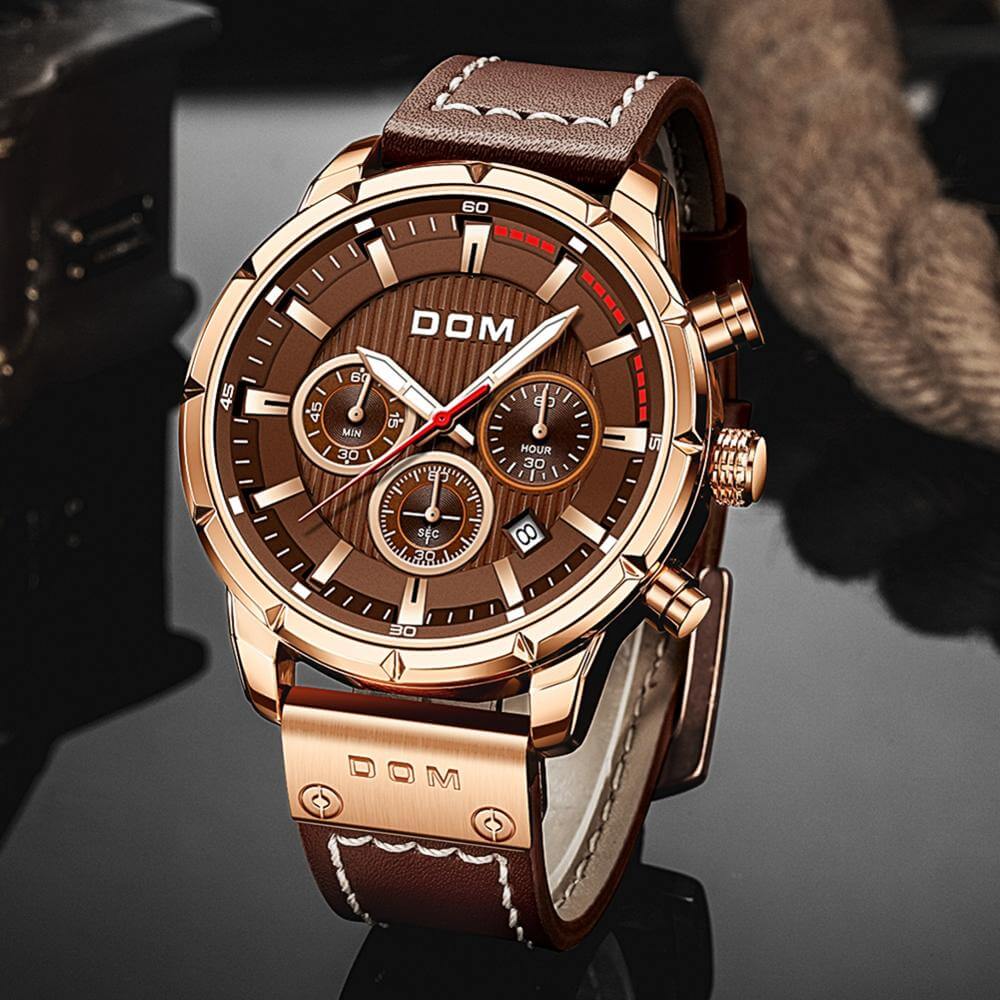 Horloge Heren Bruin Rosegoud – Lichtgevend Sporthorloge