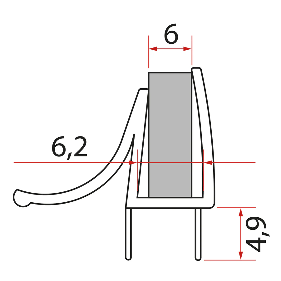 Onderafdichting voor deur, glas 6 mm, 1000 mm