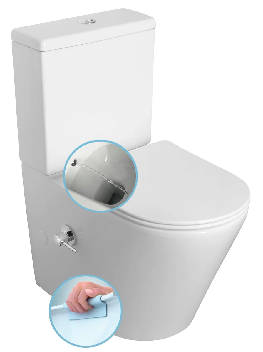 Paco Staand Toiletpot Met Bidetdouche 38,0×61,0 cm Keramiek Wit