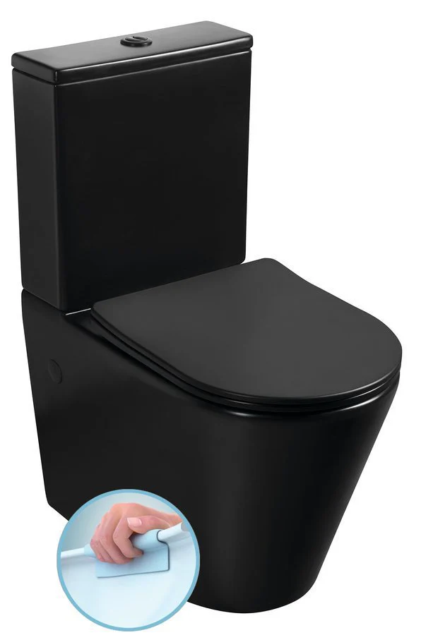 Paco Staand Toiletpot Rimless 38,0×61,0 cm Keramiek Zwart